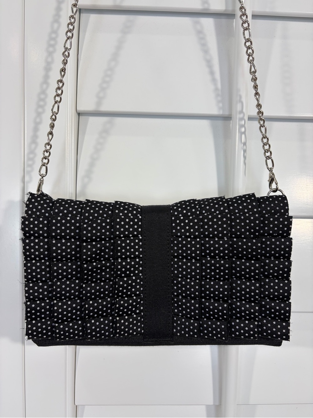NWOT WHBM B&W Polka Dot Quilted Crossbody Clutch with Functional Pockets